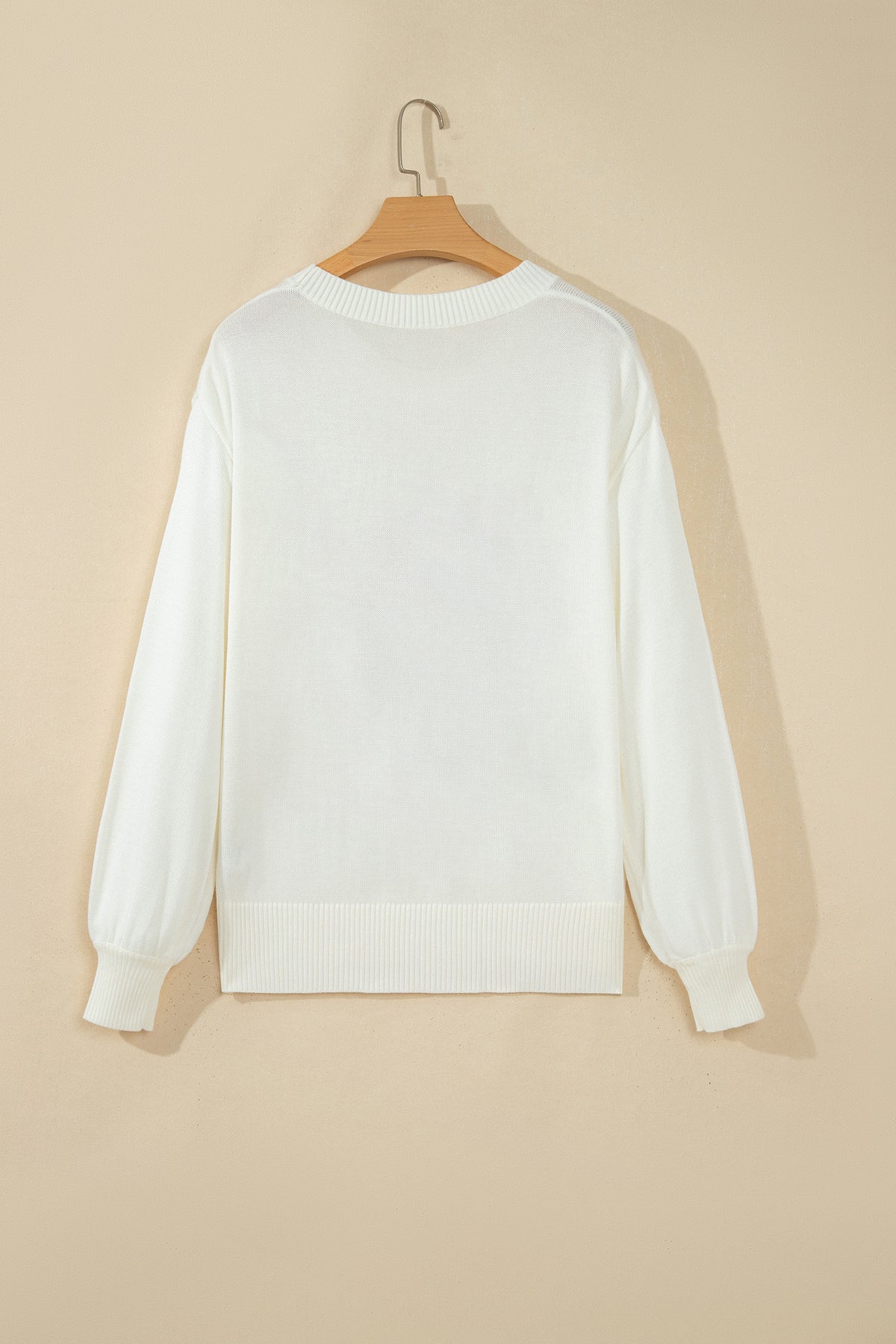 White Western Floral Dropped Shoulder Lightweight Knit Sweater