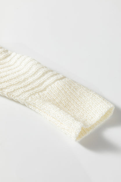 Red Stripe Loose Color Block Drop Shoulder Bubble Sleeve Sweater