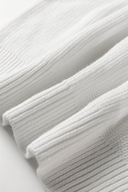 White Asymmetric Neck Drop Shoulder Baggy Slouchy Sweater