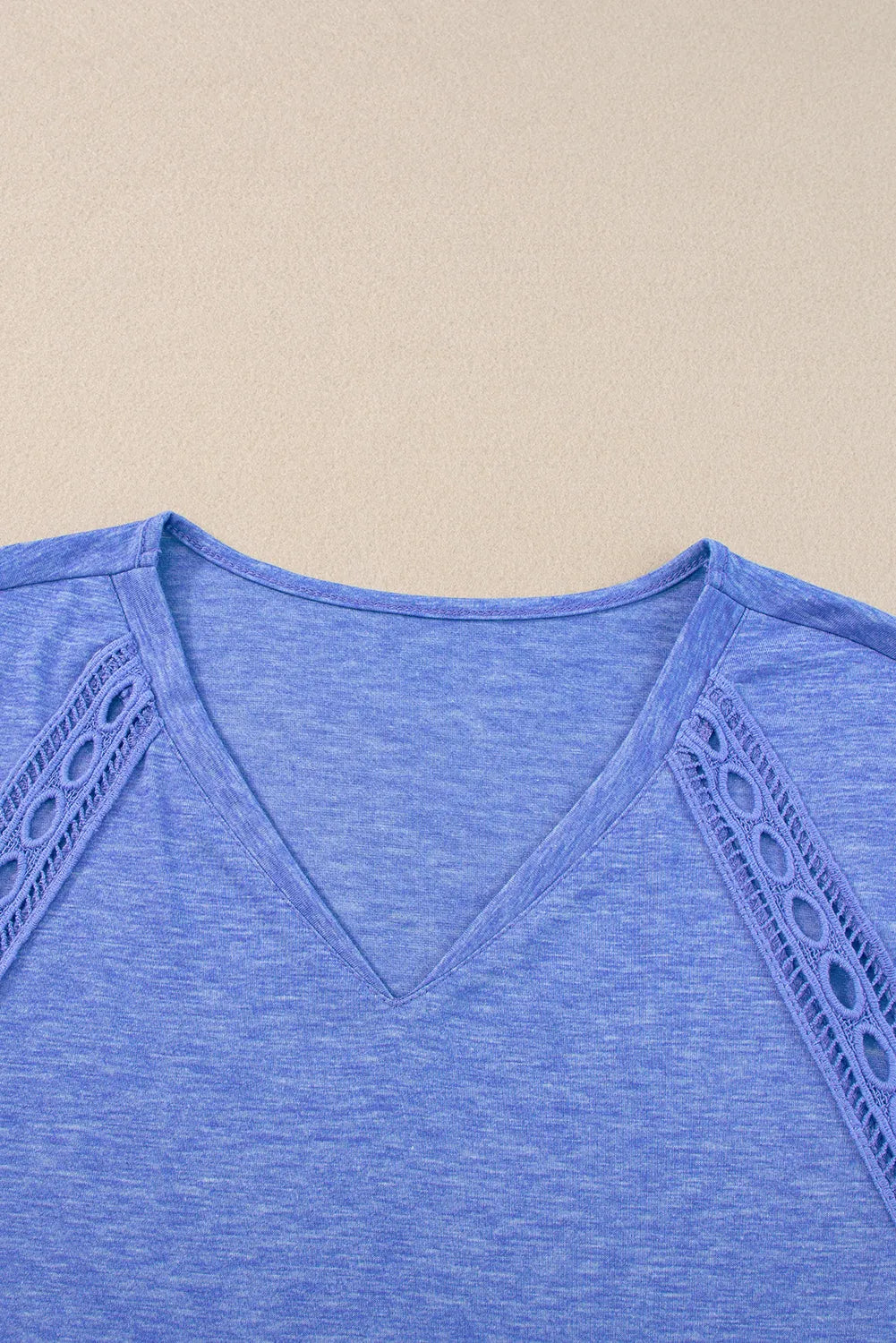 Sky Blue Crochet Lace Detail Oversized Tee - Chic Meadow Boutique 