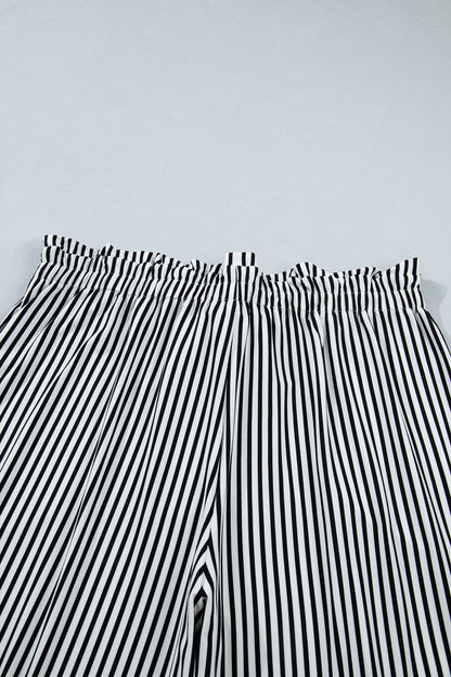 Black Stripe Plus Size Loose Straight Casual Pants