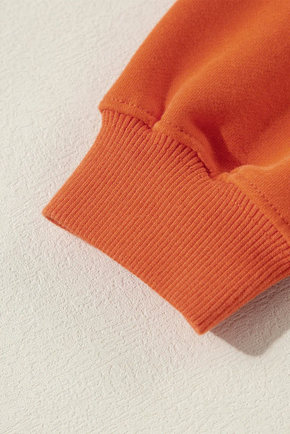 Orange Plain Drop Shoulder Crewneck Pullover Sweatshirt - Chic Meadow Boutique 