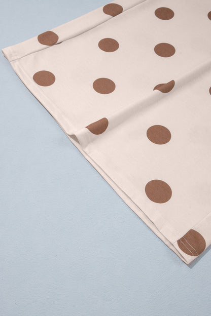 Khaki Polka Dot Elastic Waist Wide Leg Plus Size Pants