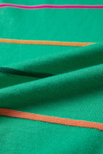 Green Stripe Round Neck Knitted Sweater Tank