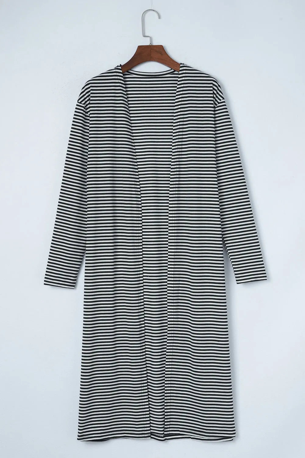 Stripe Open Front Long Cardigan - Chic Meadow Boutique 