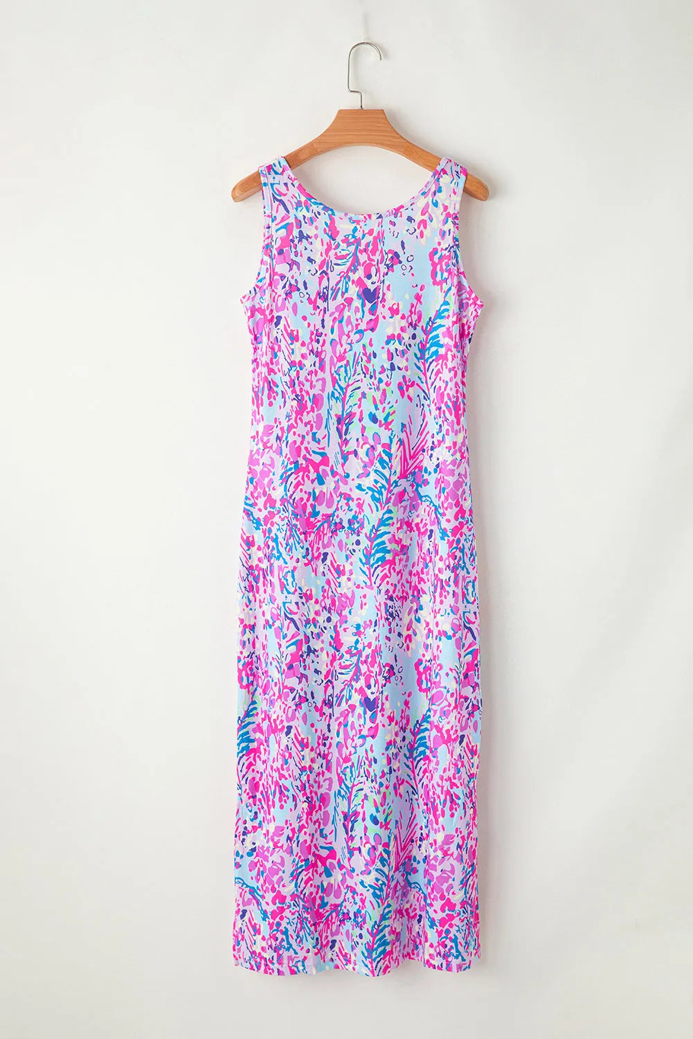 Purple Abstract Floral Print Sleeveless Maxi Dress - Chic Meadow Boutique 