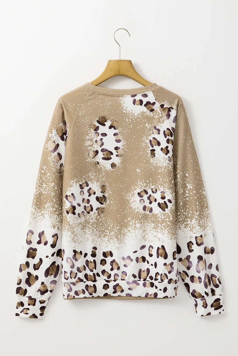 Brown Cheetah Print Round Neck Raglan Sleeve Sweatshirt - Chic Meadow Boutique 