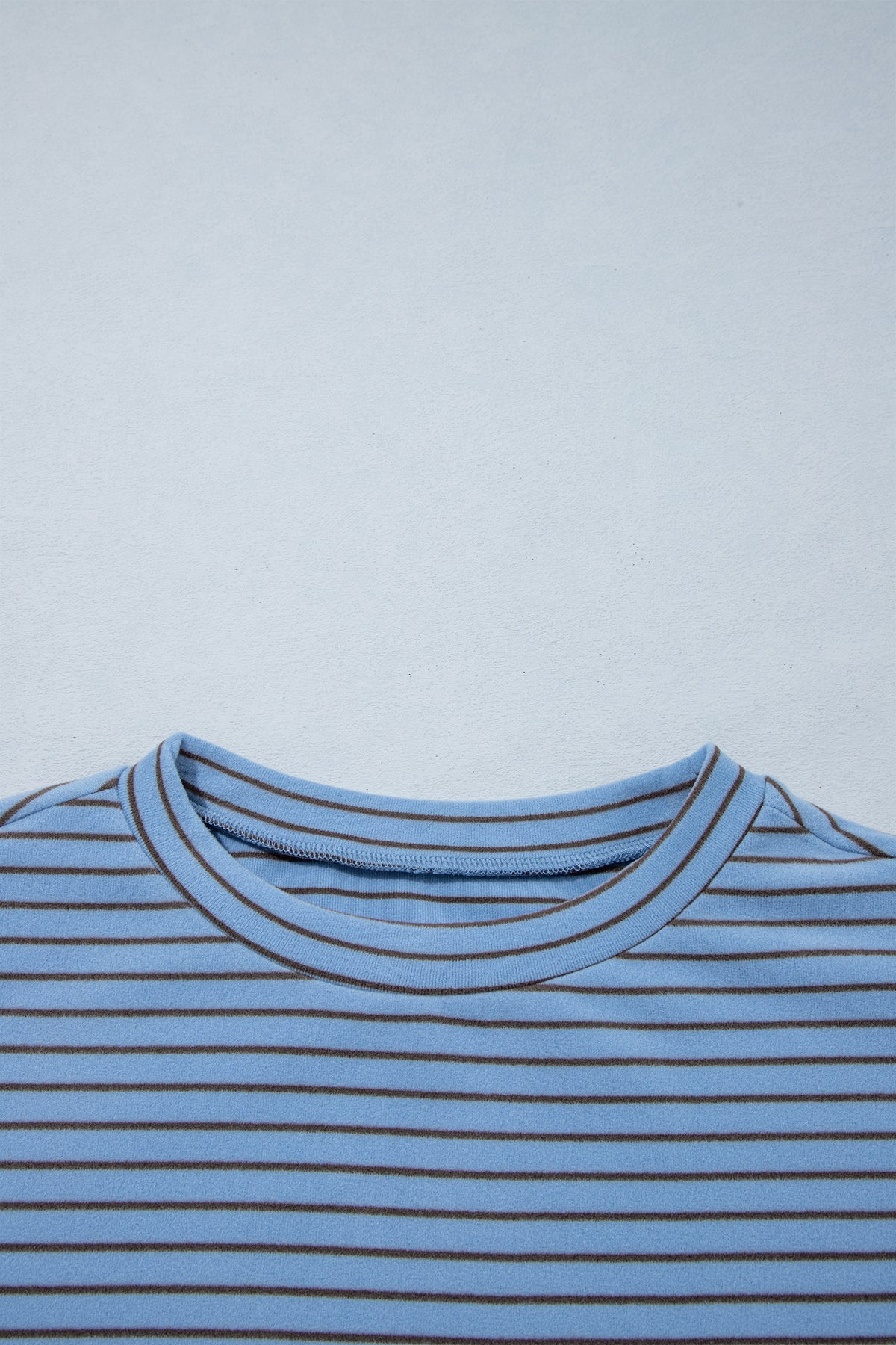 Sky Blue Stripe Color Block Contrast Long Sleeve Round Neck Casual Shift Pullover