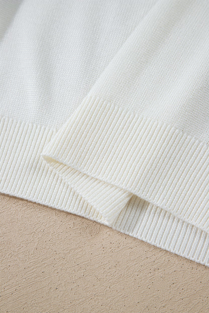 White Western Floral Print Short Sleeve Square Collar Knit Sweater