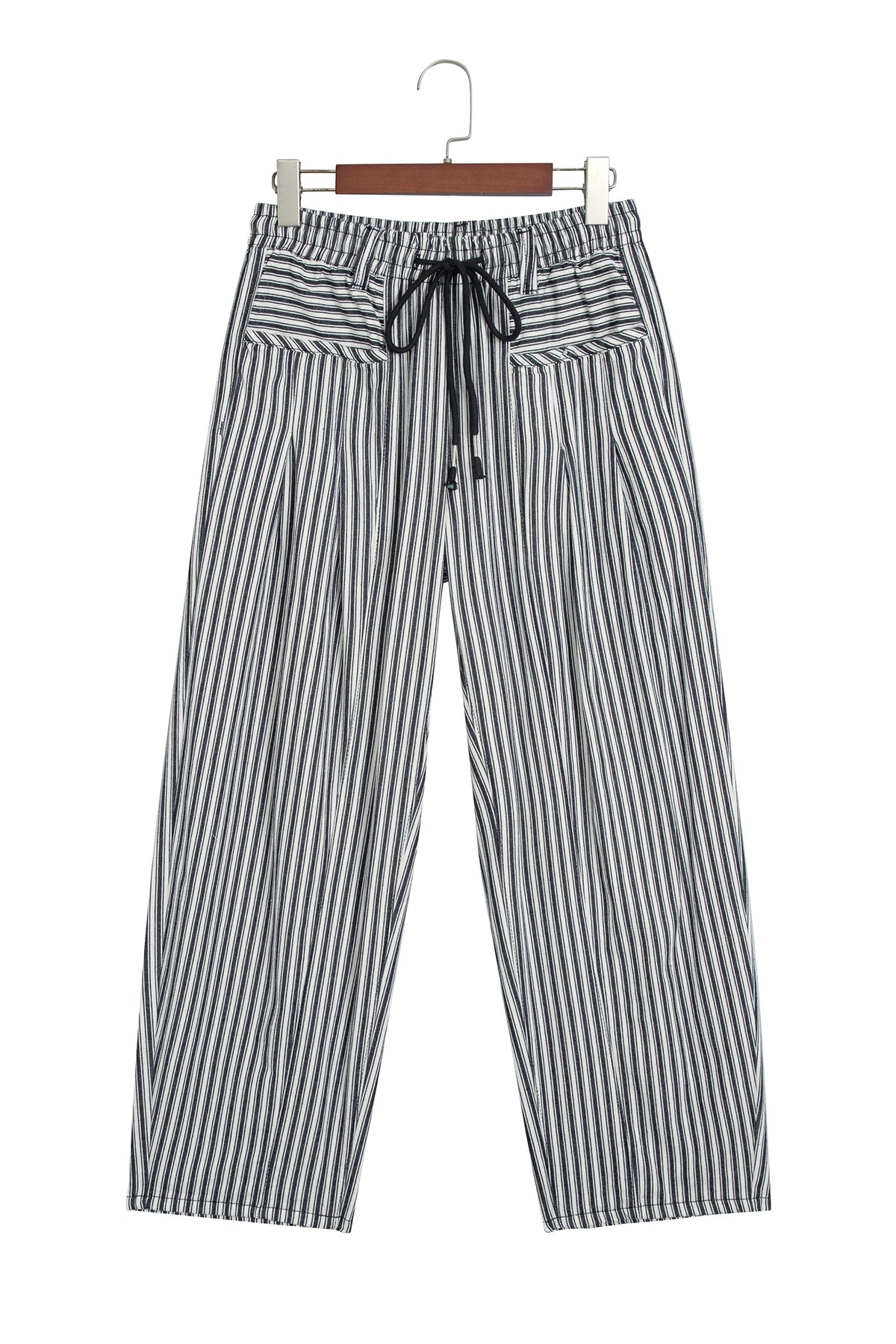 Black Stripe Drawstring Casual Loose Pants