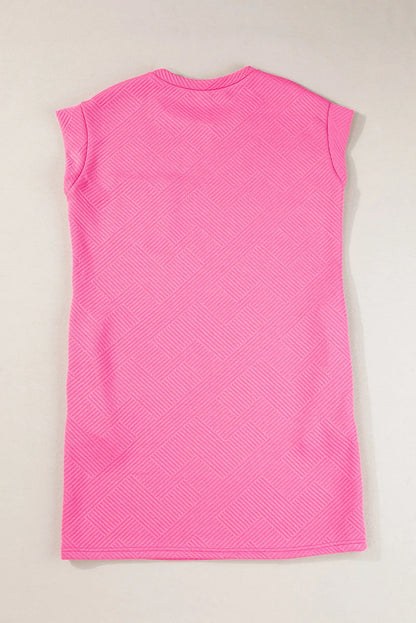 Sachet Pink Textured Cap Sleeve T Shirt Dress - Chic Meadow Boutique 