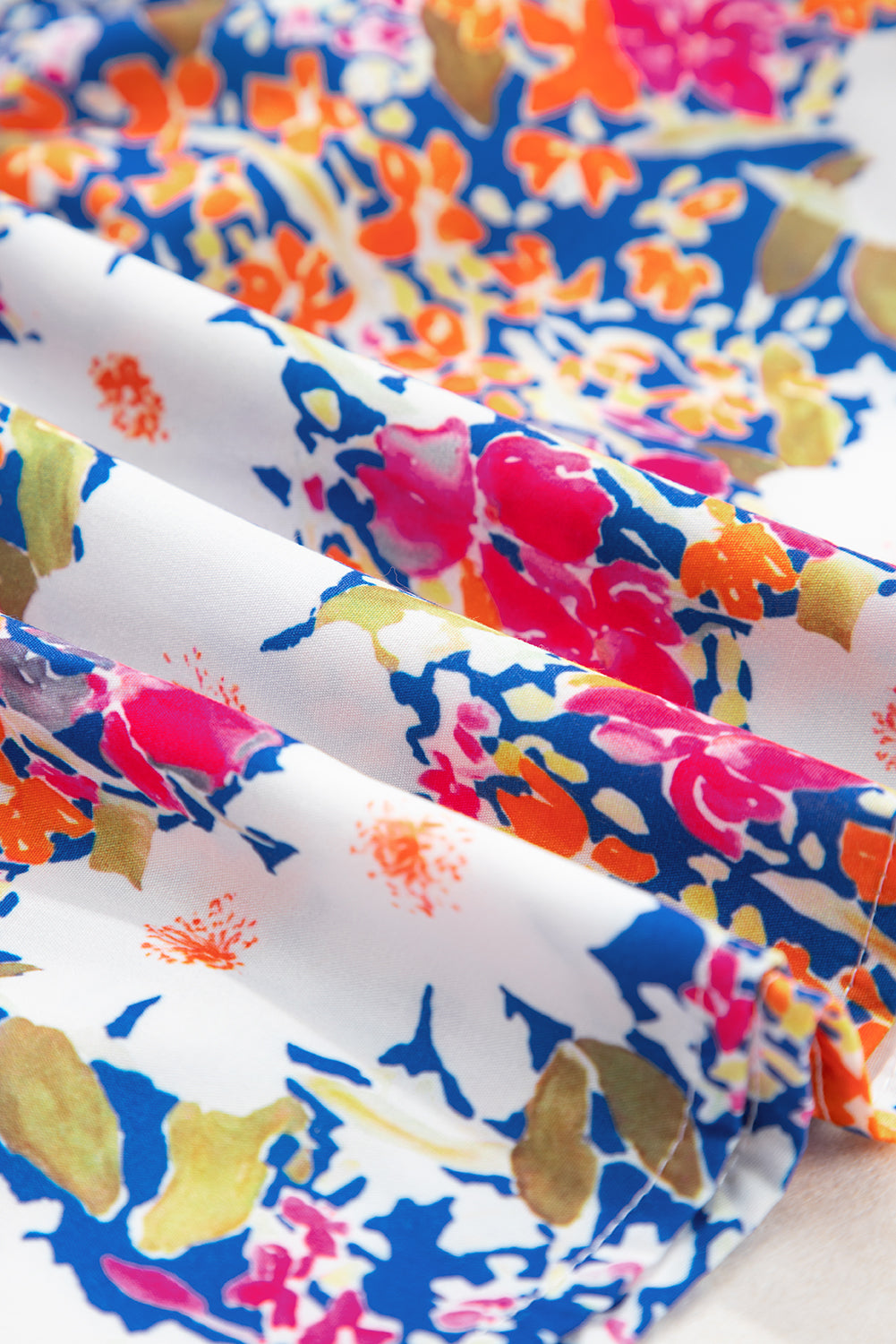 Rose Green Floral Print Bow Applique Slit Sleeveless Peplum Blouse