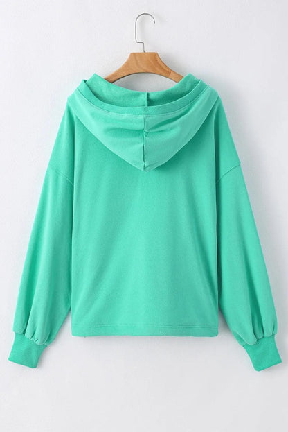 Tops/Sweatshirts & Hoodies Aruba Blue Solid Kangaroo Pocket Half Zipper Oversized Hoodie