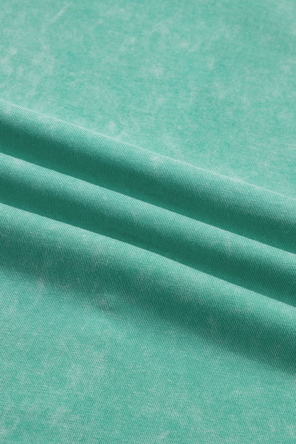 Mint Green Solid Color Cotton Mineral Washed Oversize Tee