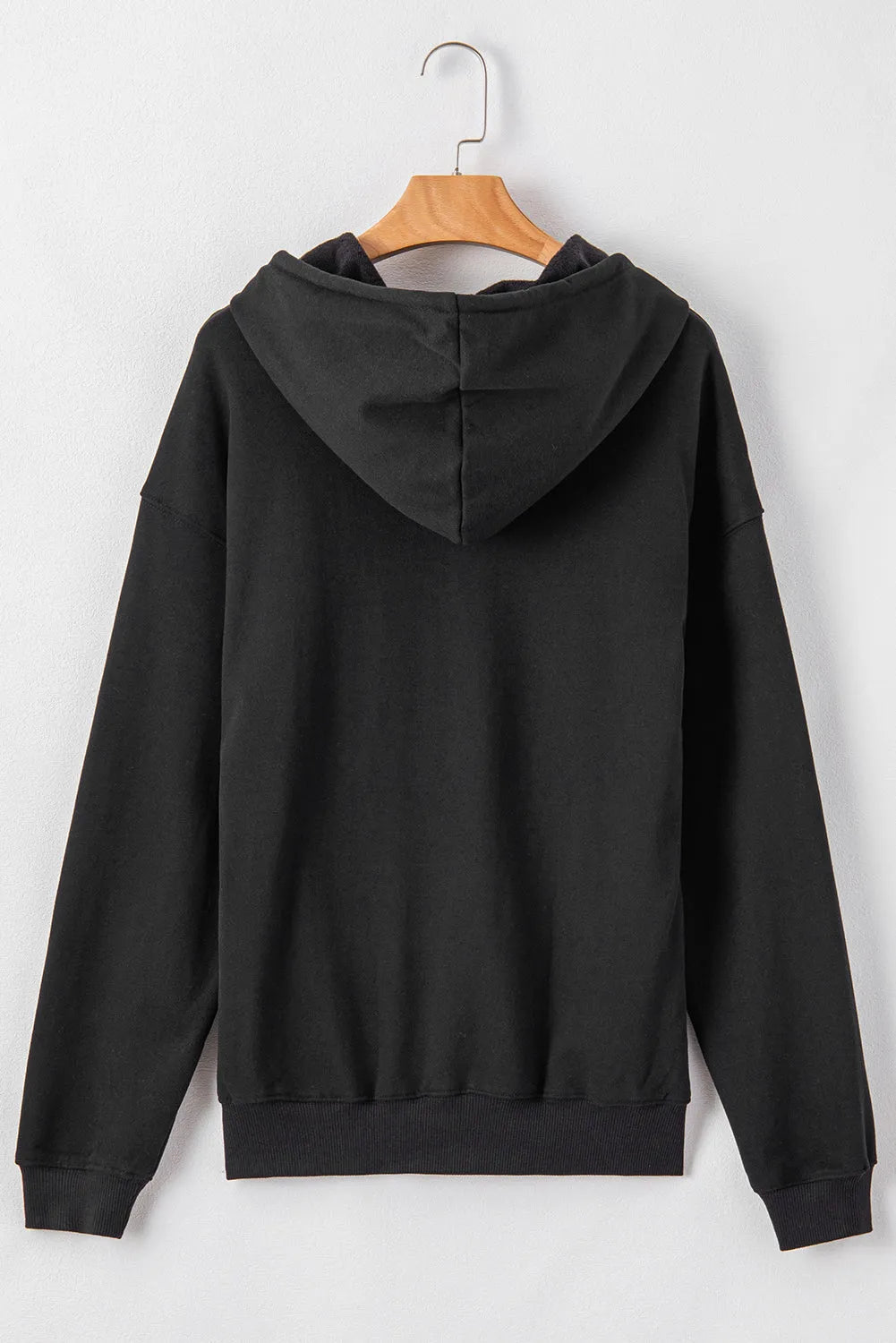 Black Fleece Lined Kangaroo Pocket Drawstring Chunky Hoodie - Chic Meadow Boutique 