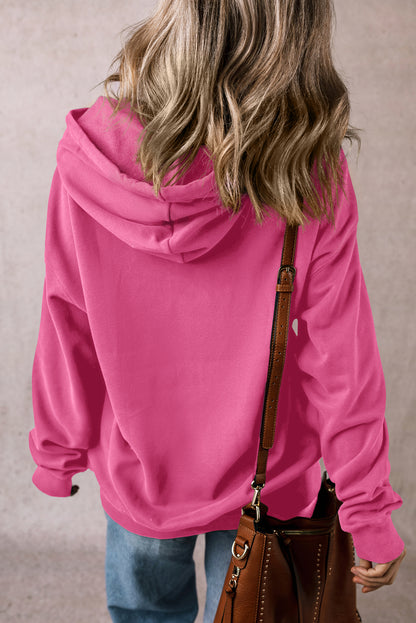 Bonbon Fleece Lined Kangaroo Pocket Drawstring Chunky Hoodie