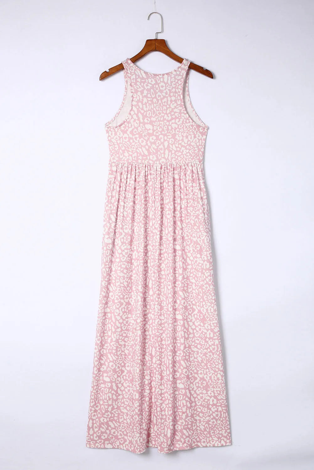 Pink Leopard Print Pocketed Sleeveless Maxi Dress - Chic Meadow Boutique 