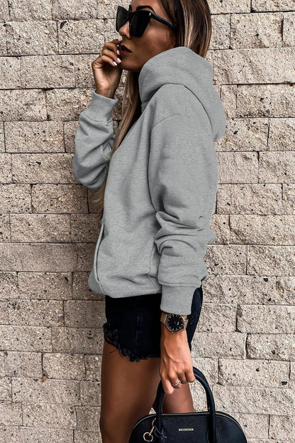 Gray Loose Kangaroo Pocket Hoodie - Chic Meadow Boutique 