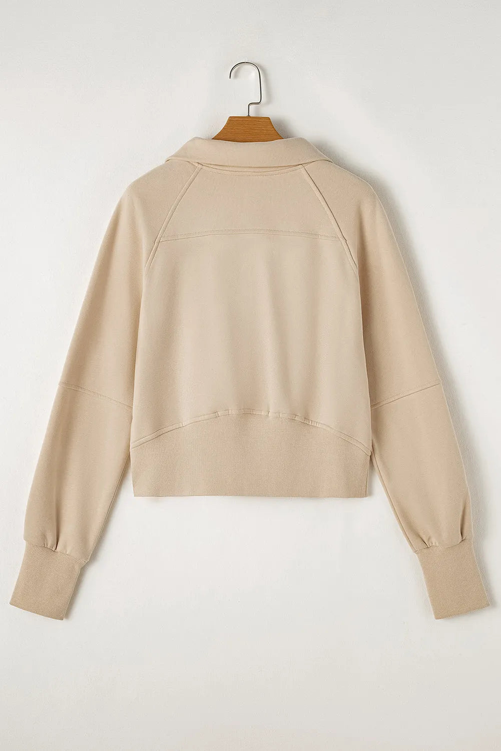 Parchment Fleece Lined Zip Up Stand Collar Thumbhole Sleeve Sweatshirt - Chic Meadow Boutique 