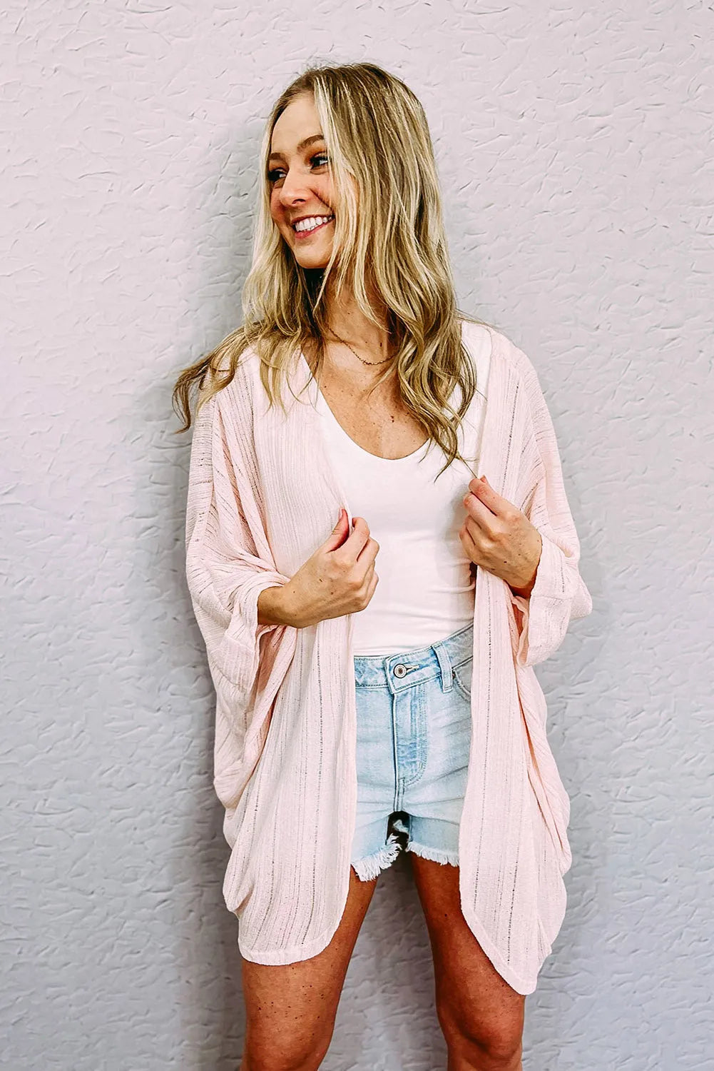 Pink Sheer Lightweight Knit Long Sleeve Cardigan - Chic Meadow Boutique 