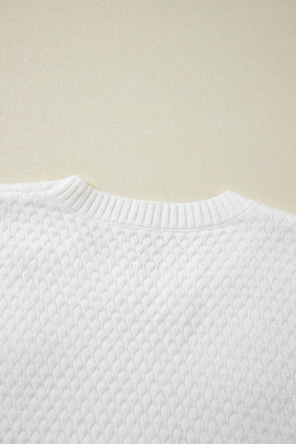 Sweaters & Cardigans/Sweaters White Colorful Flower Applique Textured Knit Sweater