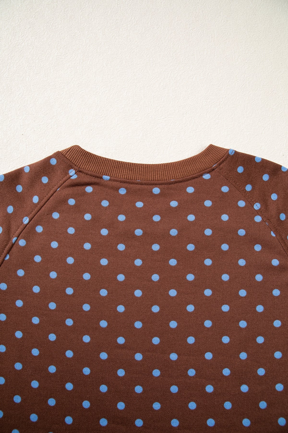 Brown Polka Dot Drawstring Wide Leg Long Sleeve Top Pant Set