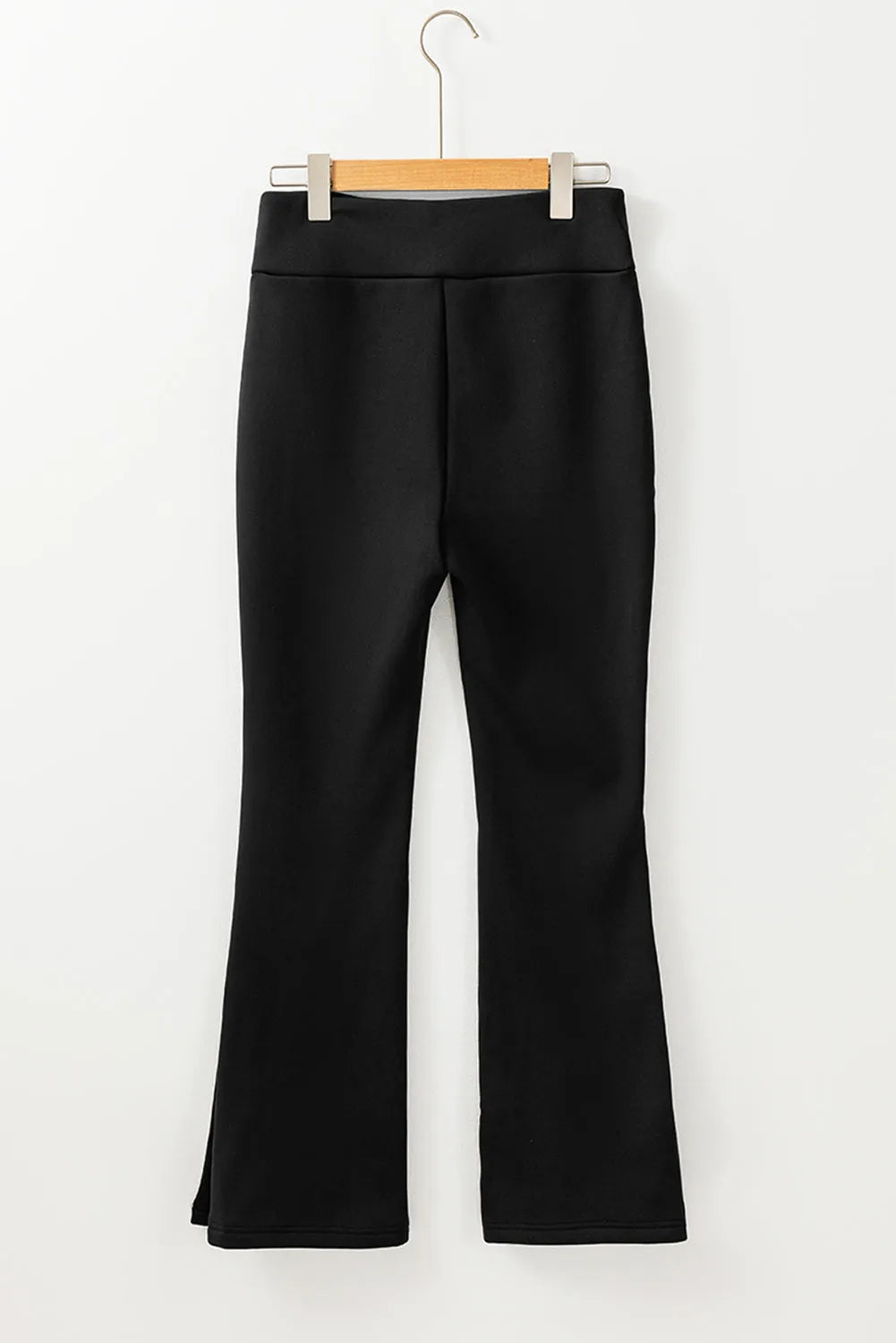 Black Thermal Lined Split Flare Leg Pants - Chic Meadow Boutique 