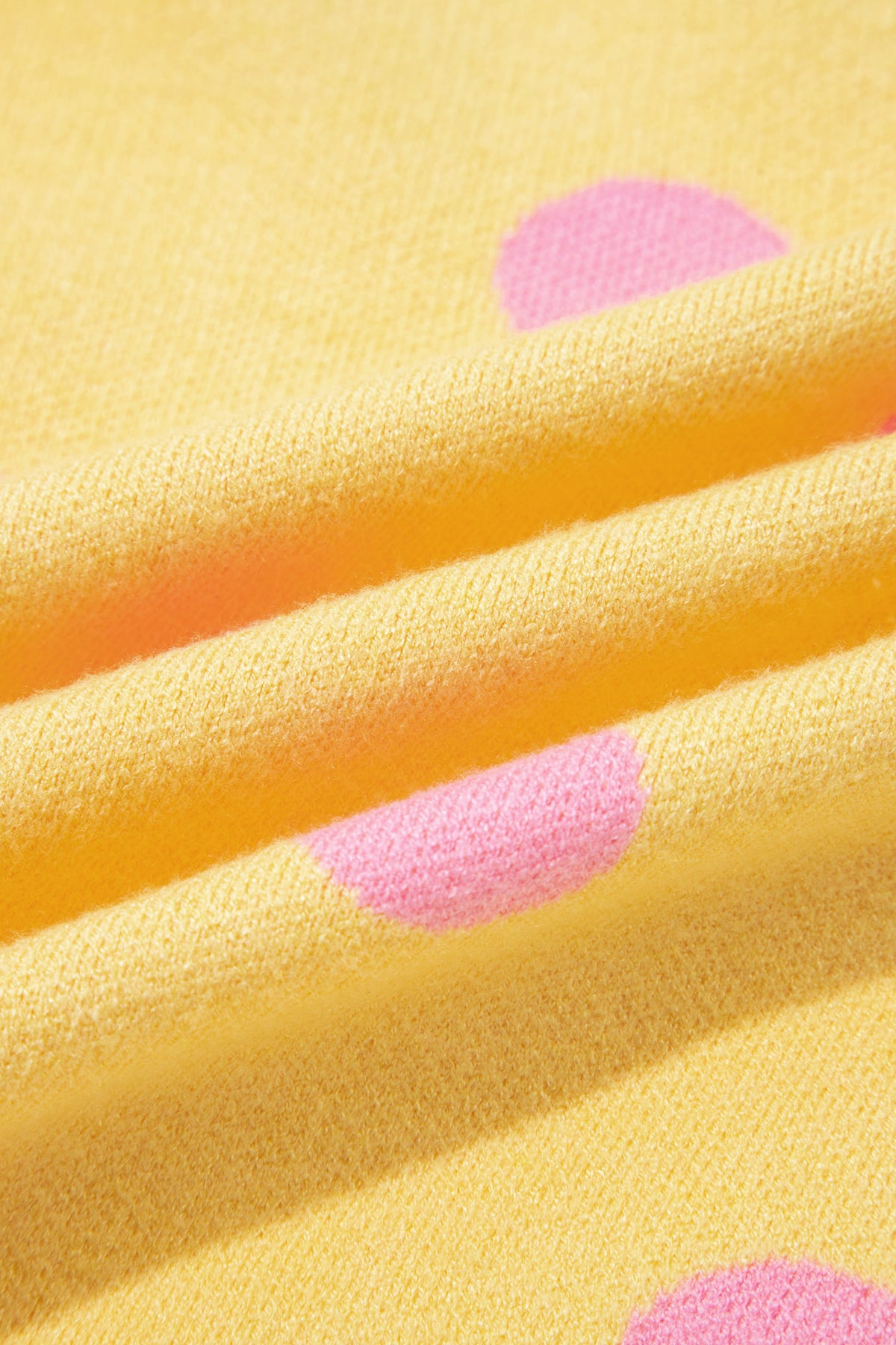 Yellow Cream Casual Polka Dot Button Front Long Sleeve Sweater Cardigan
