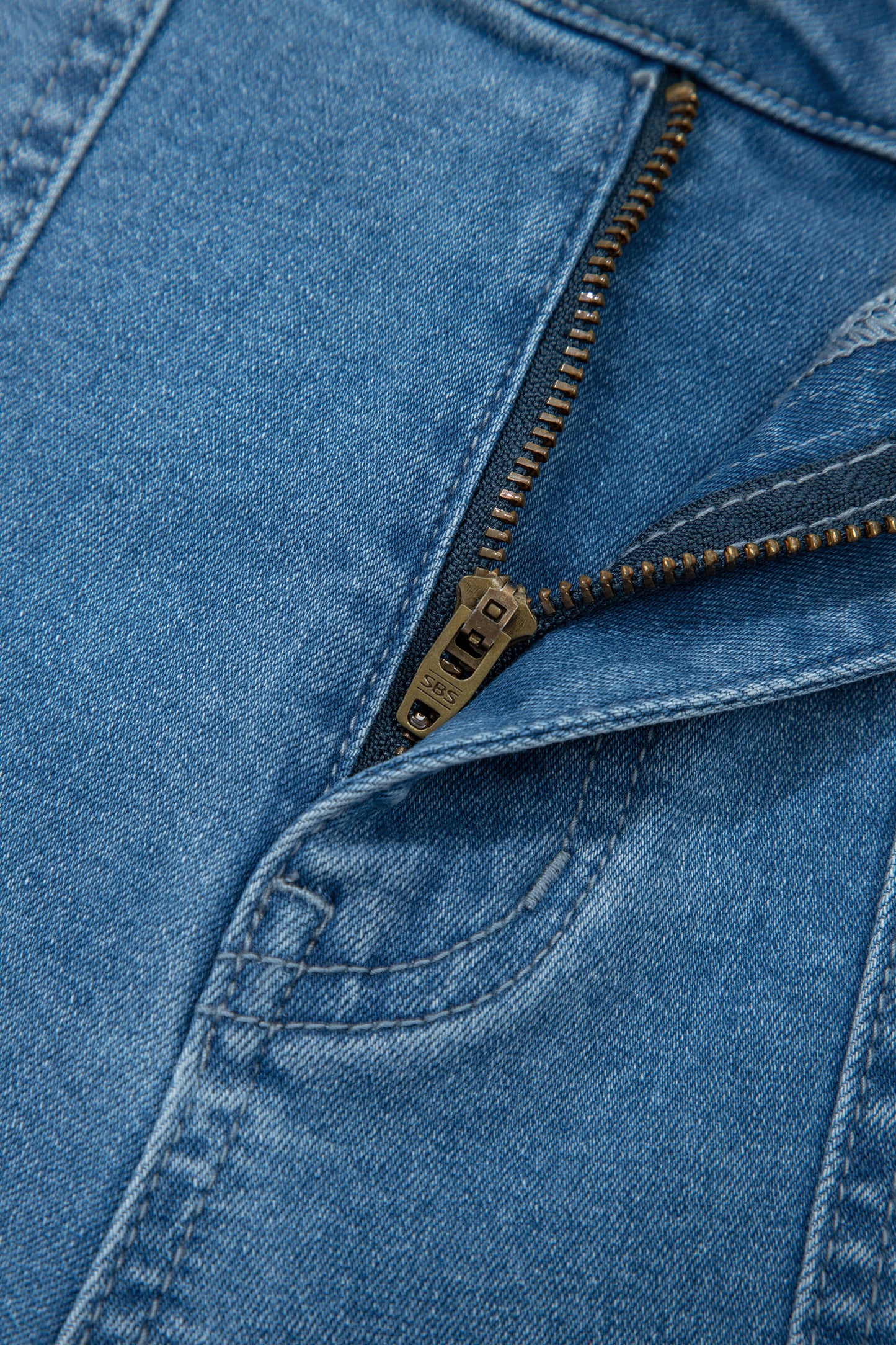 Dusk Blue Retro Washed Patch Pocket Loose Jeans