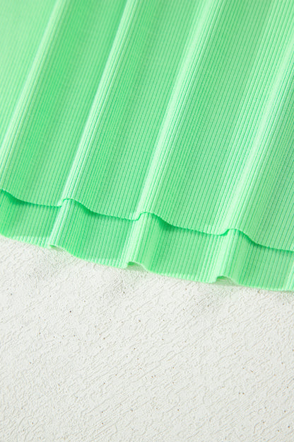 Green Slim Tank Top Elastic Waist Mini Skort 2pcs Outfit