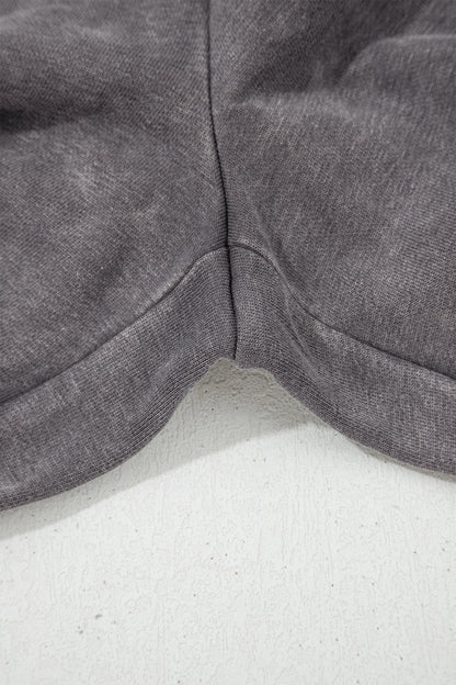 Dark Grey Mineral Wash Leopard Patchwork Loose Pants