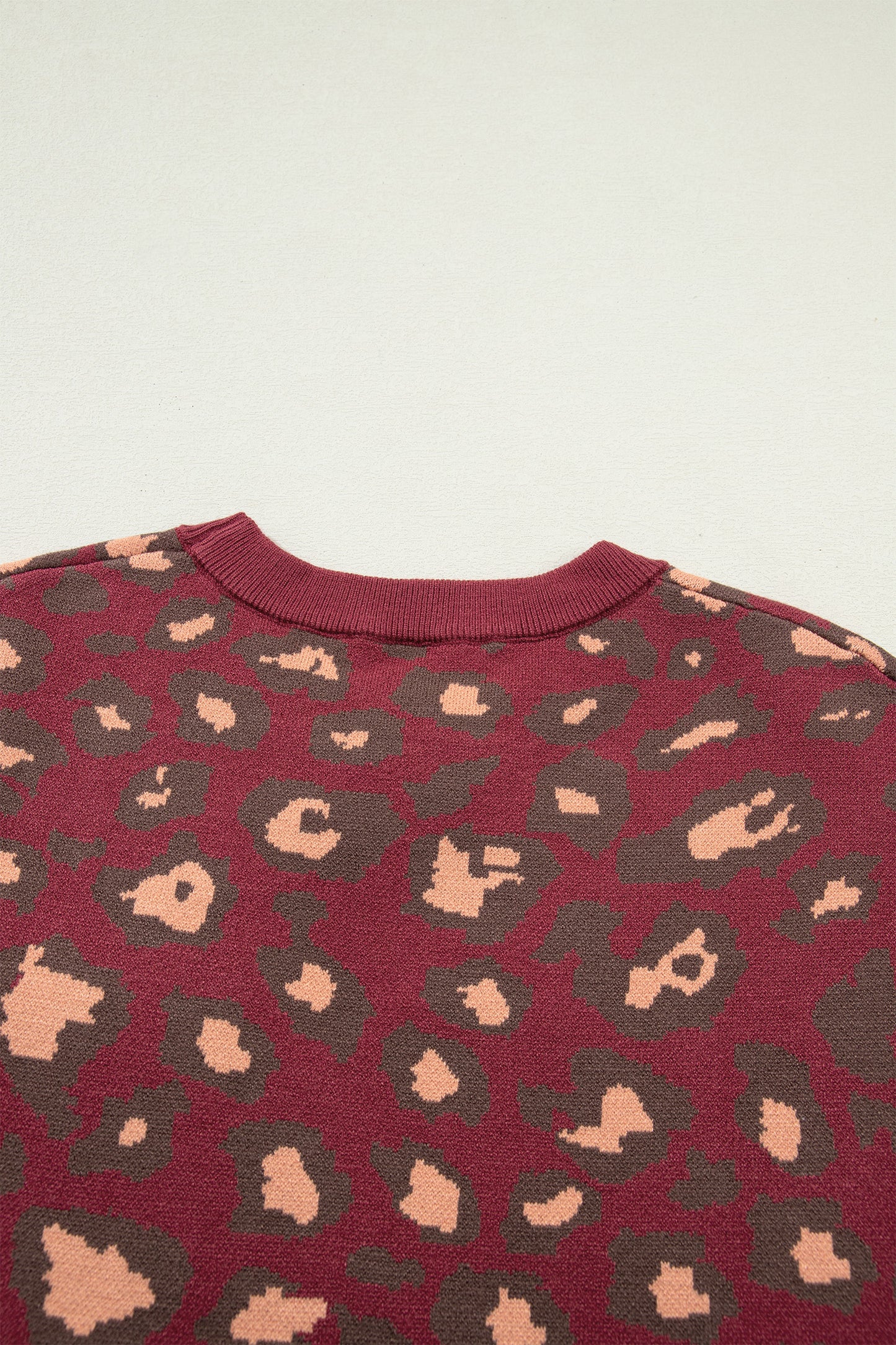 Red Leopard Print Cap Sleeve Knitted Top