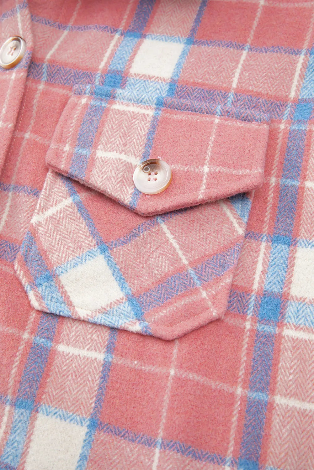 Pink Plaid Flap Pocket Button Up Shacket - Chic Meadow Boutique 