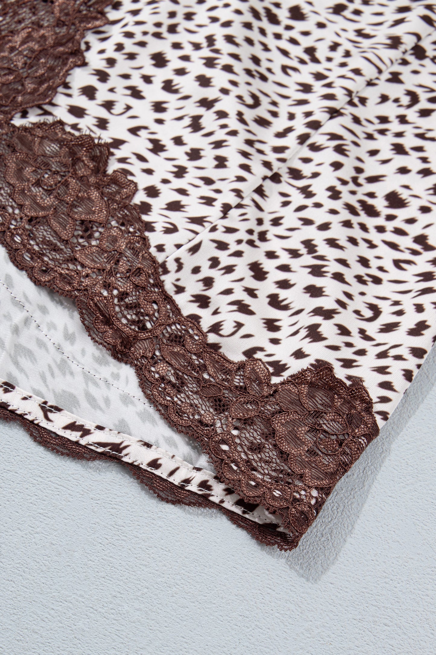 Brown Cheetah Print Trim Split Long Western Skirt