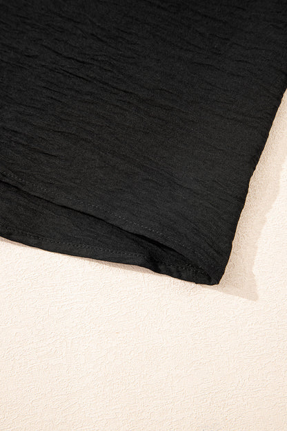 Black Buttoned Vest Drawstring Wide Leg Pants 2pcs Set