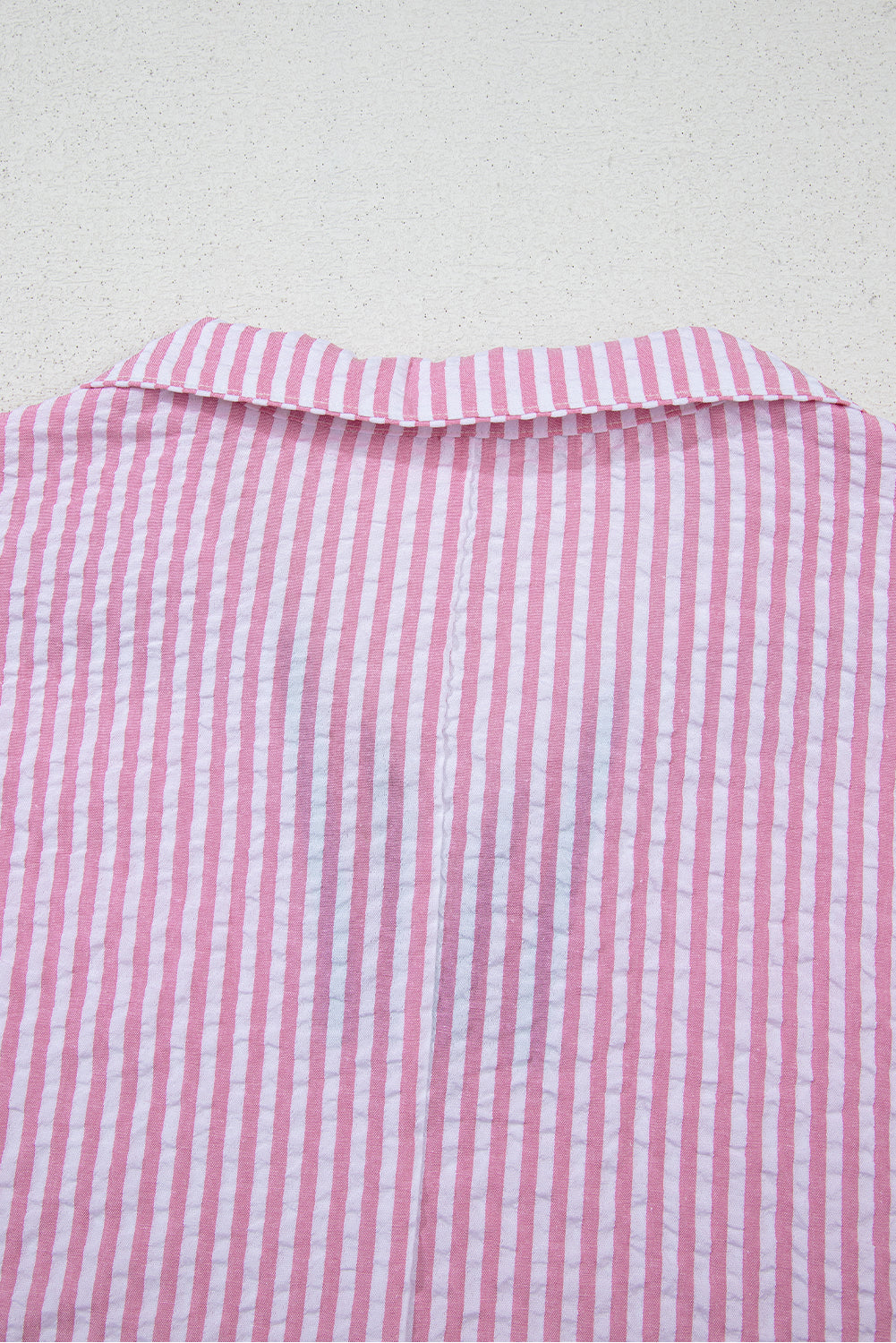 Sachet Pink Striped Print Contrast Split Neck Dolman Sleeve Blouse