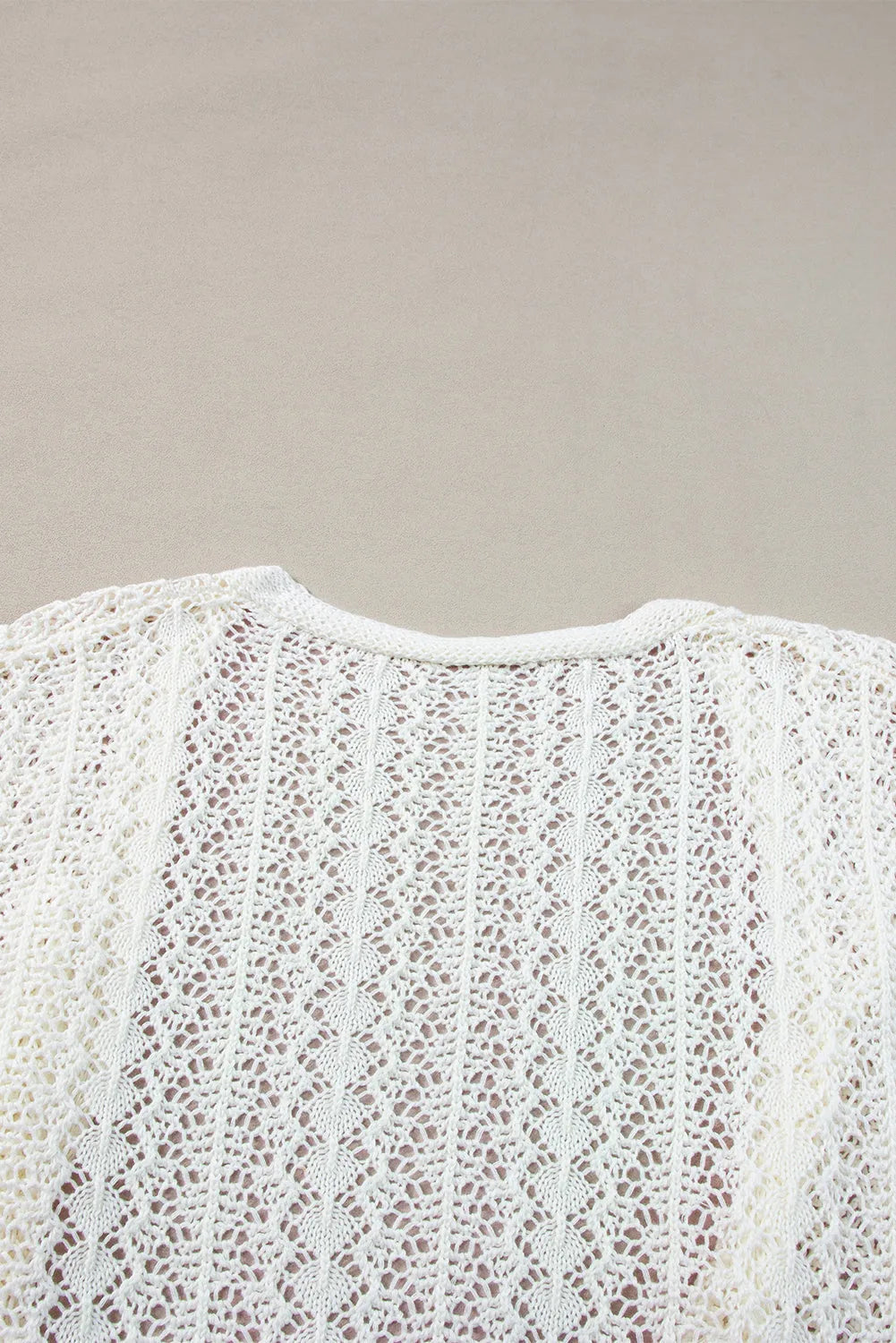 Tops/Sweaters & Cardigans White Stylish Hollow Out Knit Drop Shoulder Cardigan