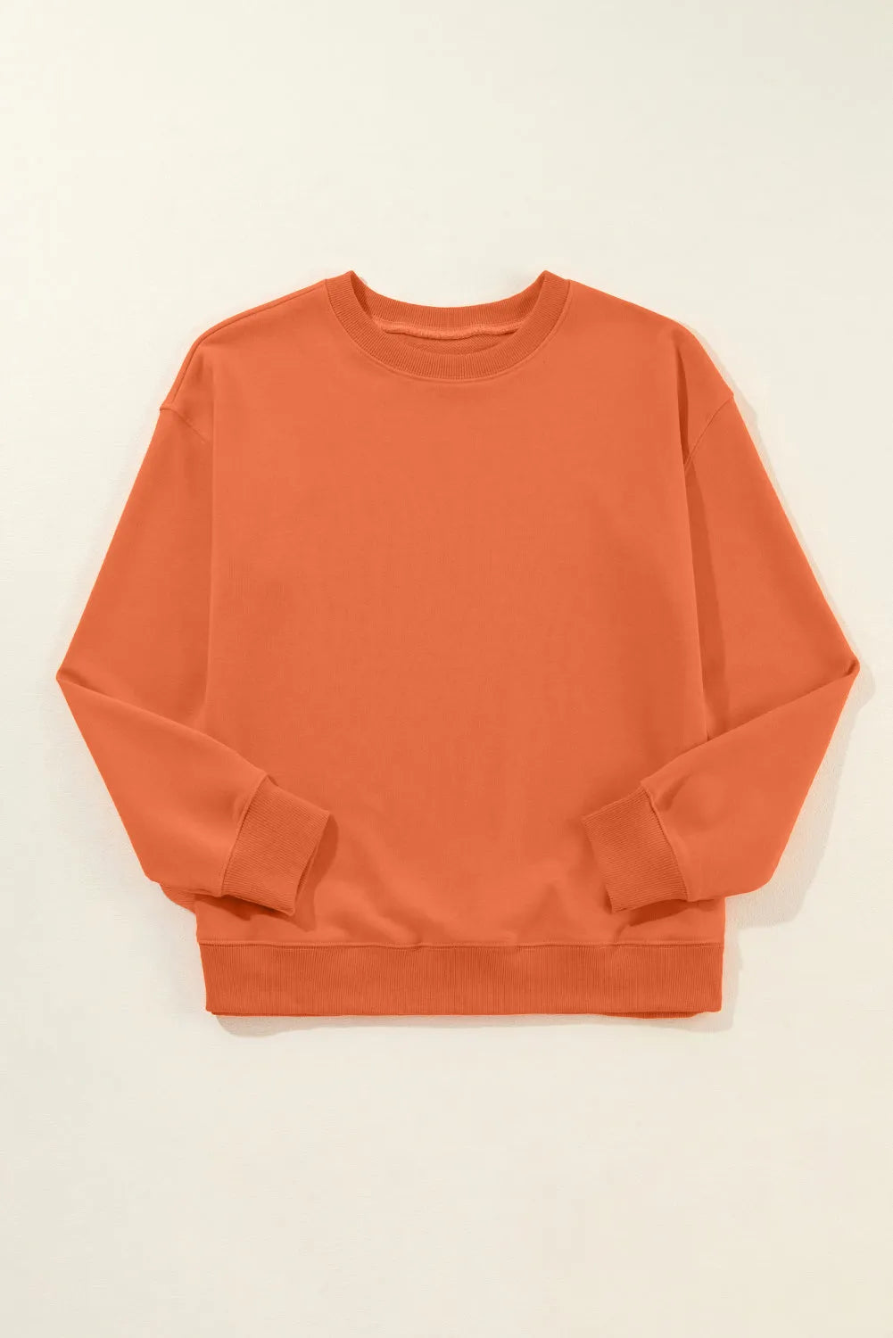 Orange Solid Classic Crewneck Pullover Sweatshirt - Chic Meadow Boutique 