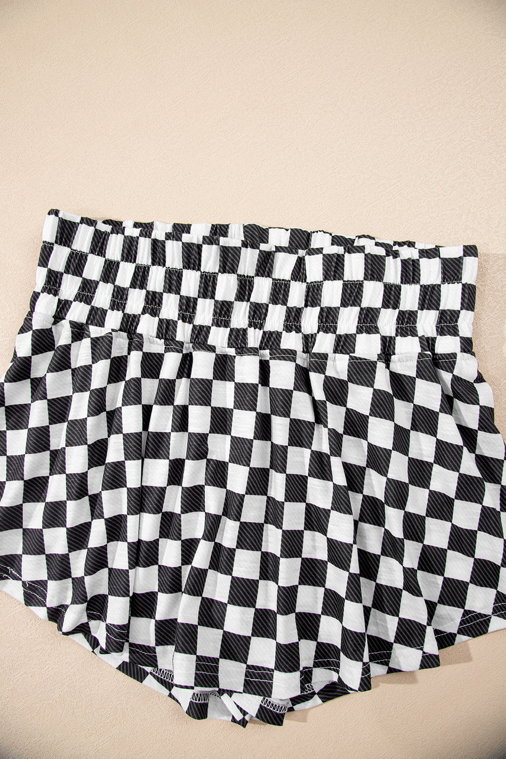 Black Checkerboard T Shirt and High Waist Skorts 2 Piece Outfit