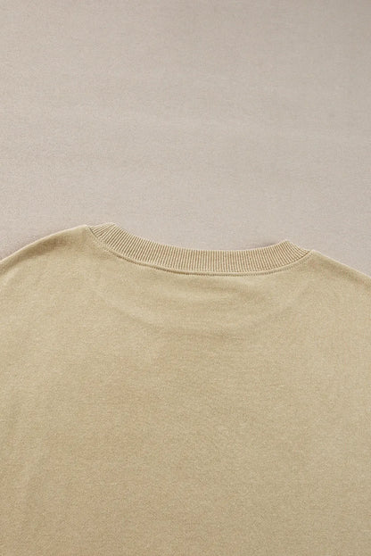 Parchment Solid Fleece Lined Crew Neck Casual Sweatshirt - Chic Meadow Boutique 