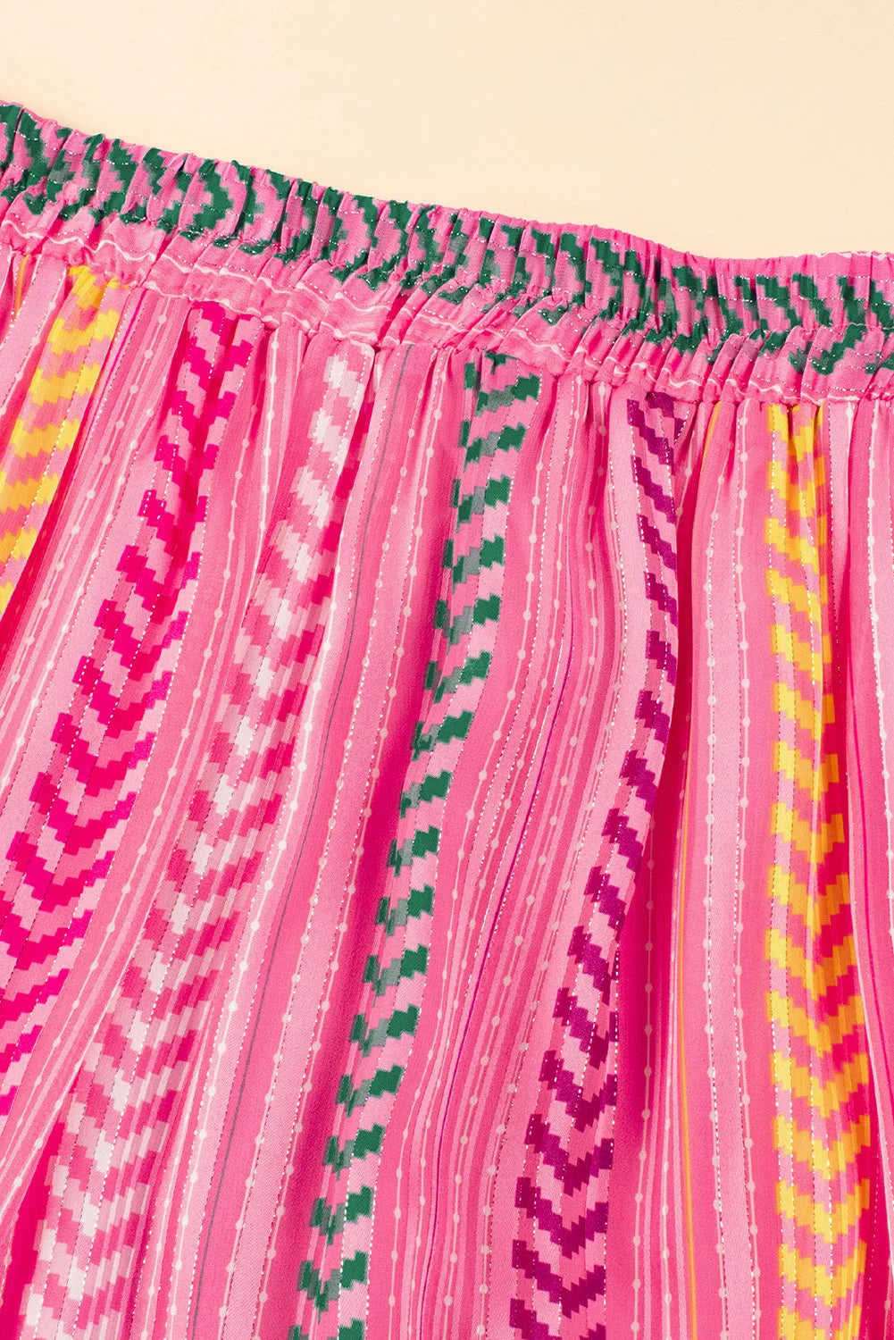 Pink Boho Printed Tasseled Drawstring Ruffled Maxi Skirt - Chic Meadow Boutique 