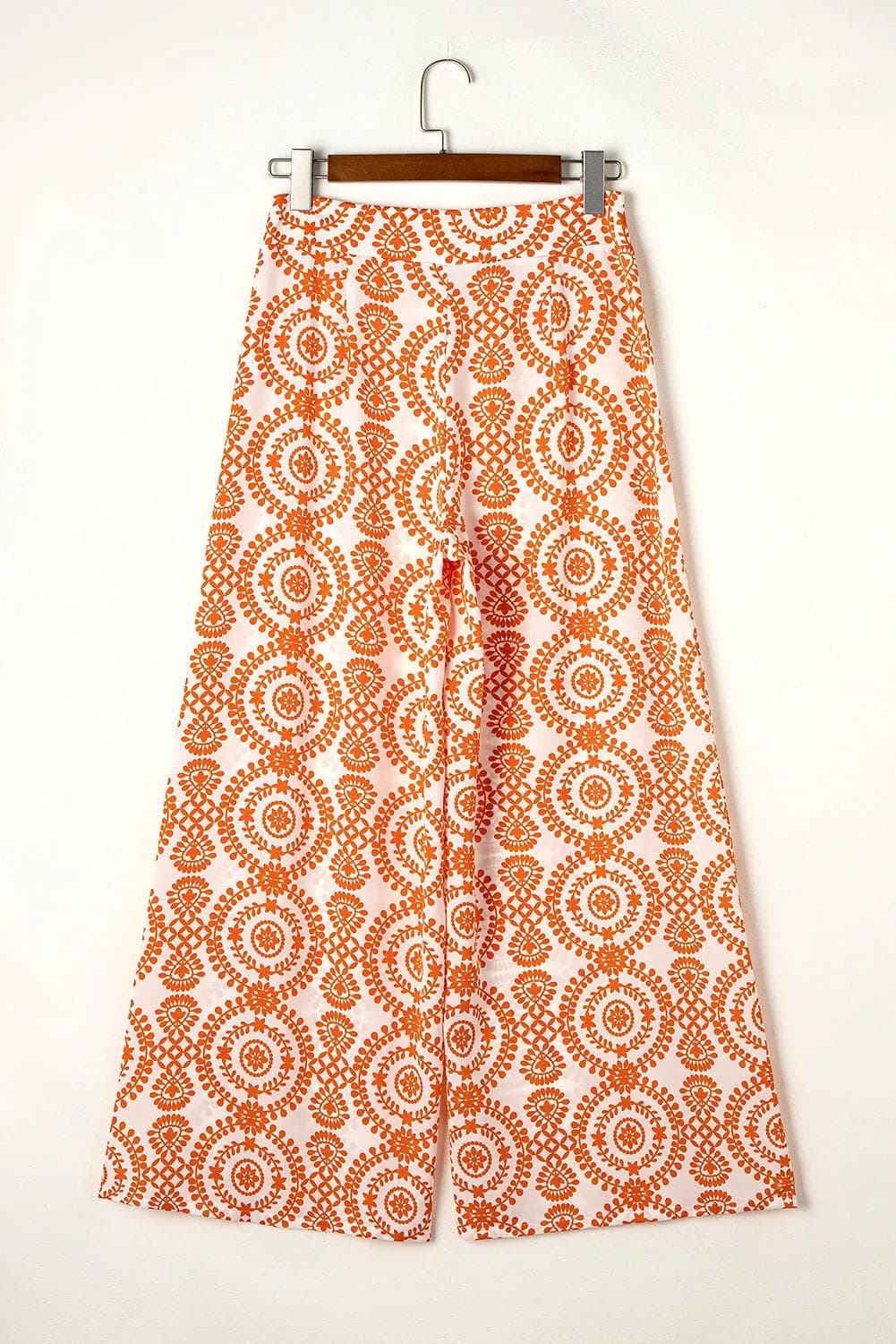 Bottoms/Pants & Culotte Orange Boho Retro Flower Print Wide Leg Pants