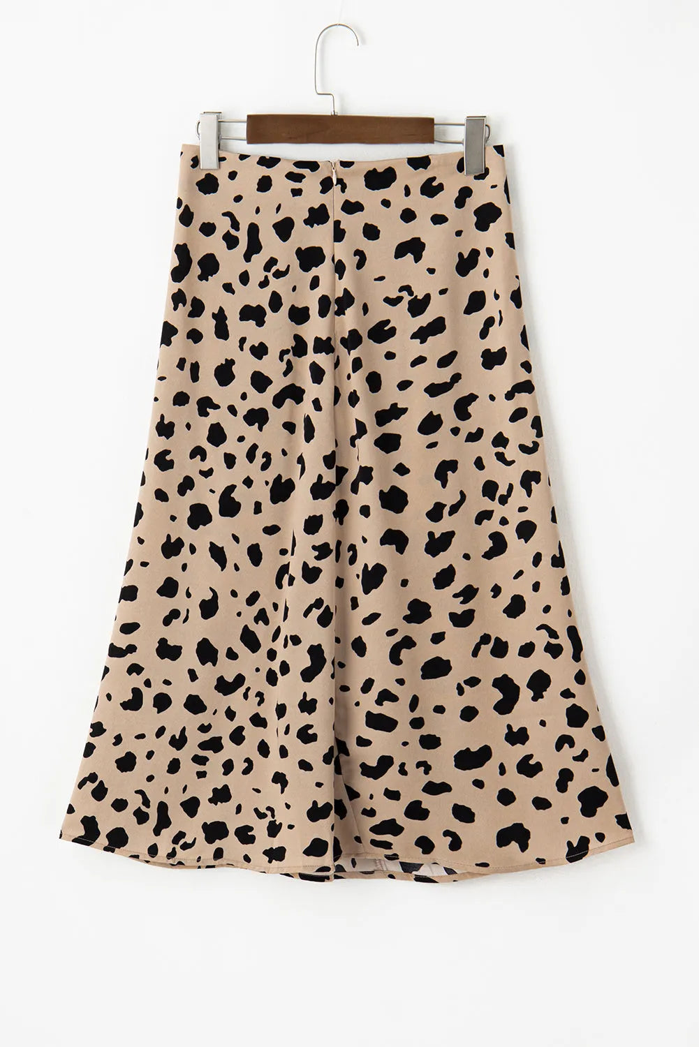 Khaki Leopard Spots Printed Split Hem Midi Skirt - Chic Meadow Boutique 