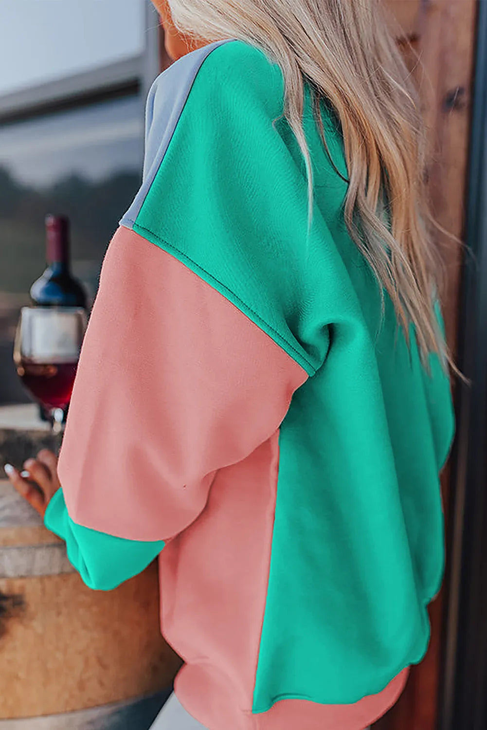 Blossom Colorblock Patchwork Drop Shoulder Sweatshirt - Chic Meadow Boutique 