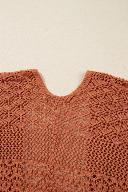 Redwood Burl Mixed Pattern Knitted Open Front Plus Cardigan