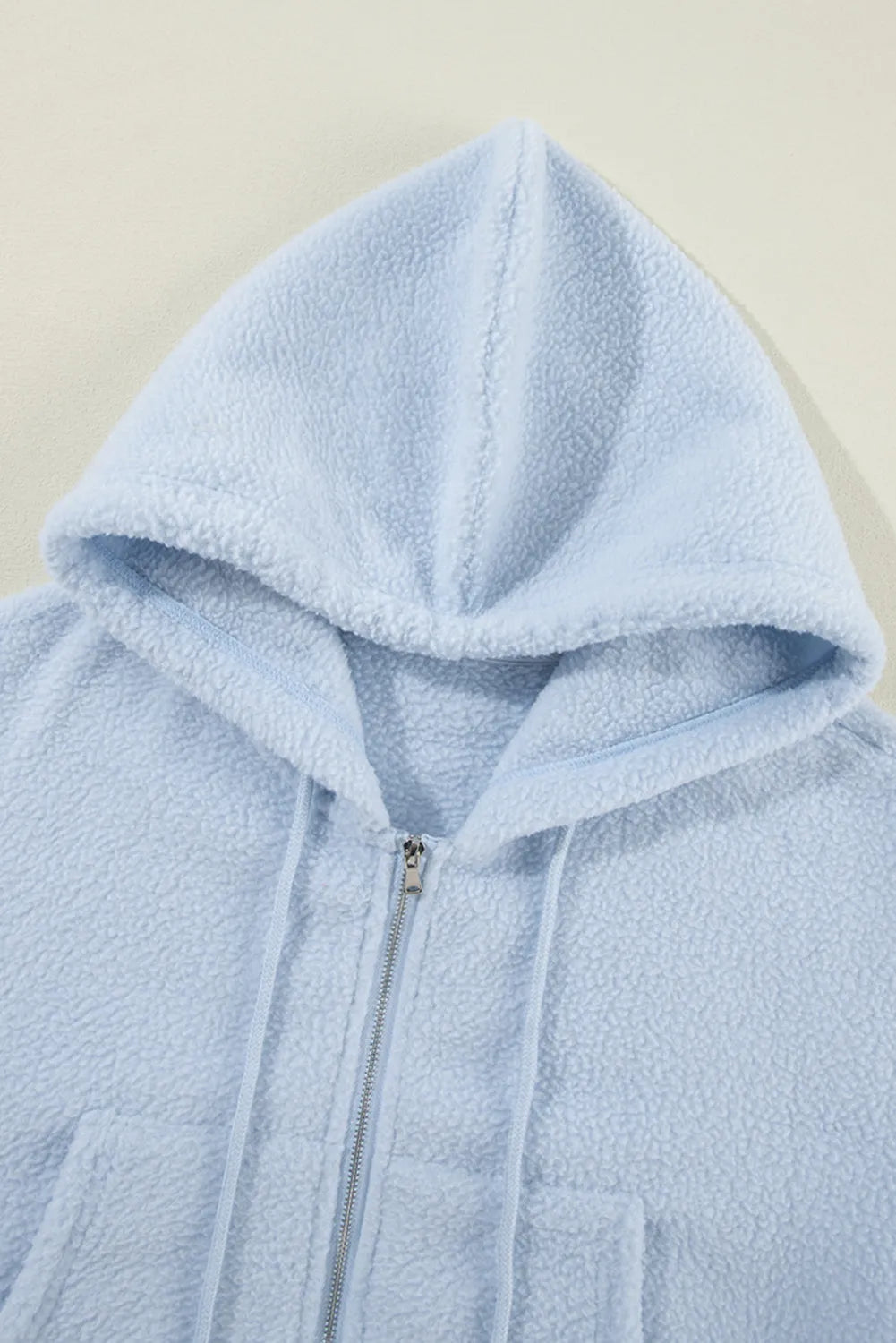 Beau Blue Cropped Sherpa Zip Up Hoodie - Chic Meadow Boutique 