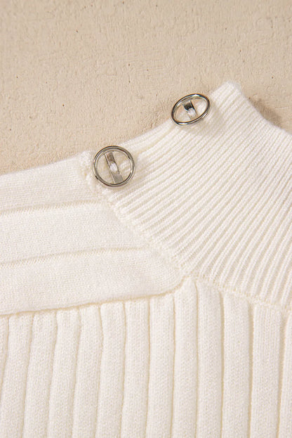 White Ribbed Knit High Neck Sweater Vest - Chic Meadow Boutique 