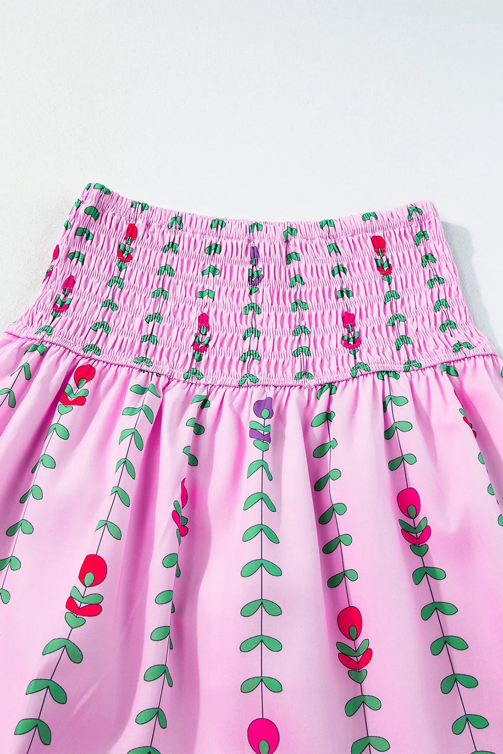 Pink Printed Smocked Tiered Maxi Skirt - Chic Meadow Boutique 