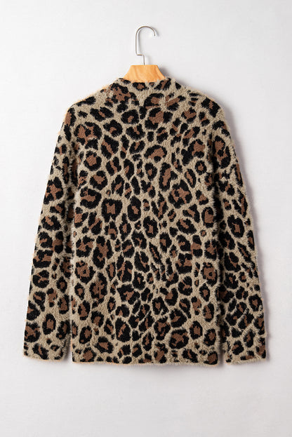 Brown Leopard Open Casual Cardigan