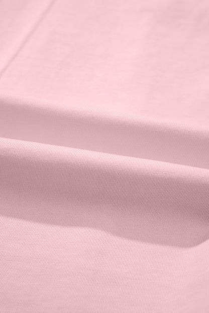 Pink Stitched Detail Loose Tank Top Cotton 2pcs Short Set